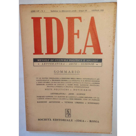 Idea. Mensile di cultura politica e sociale. Anno XIV -N.1