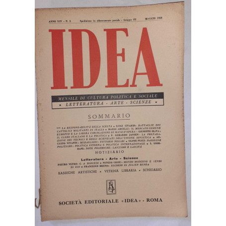 Idea. Mensile di cultura politica e sociale. Anno XIV. N.5