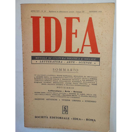 Idea. Mensile di cultura politica e sociale. Anno XIV -N.10