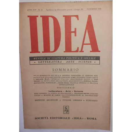 Idea. Mensile di cultura politica e sociale. Anno XIV - N.11
