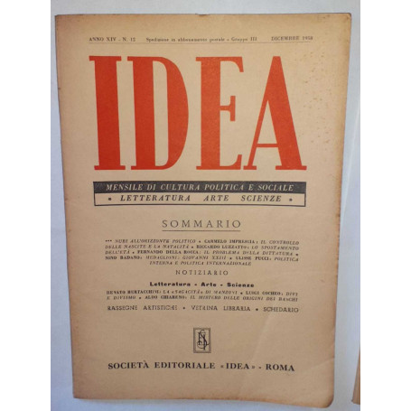 Idea. Mensile di cultura politica e sociale. Anno XIV -N.12