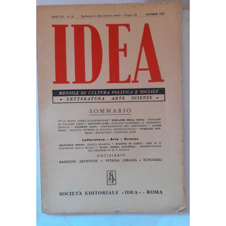 Idea. Mensile di cultura politica e sociale. Anno XV- N.10