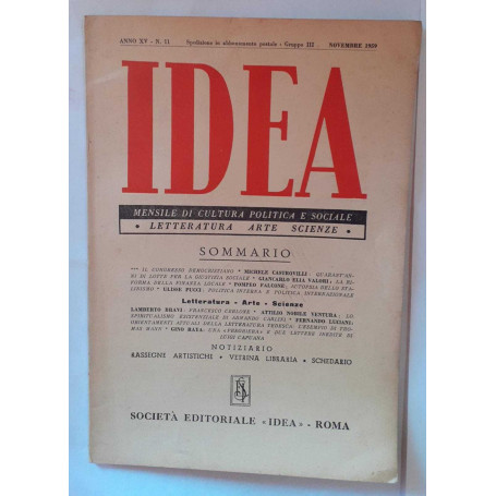 Idea. Mensile di cultura politica e sociale. Anno XV- N.11