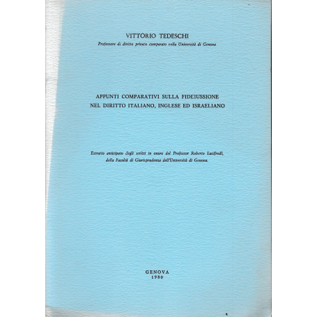 Estratto anticipato degli scritti in onore del Prof. Roberto Lucifredi della Facolt� di Giurisprudenza dell'Universit� di Genova