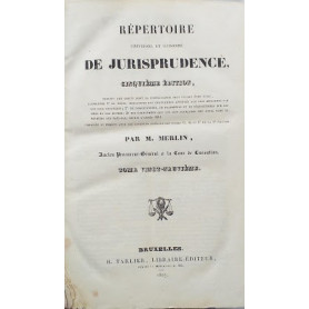 R�pertoire universel et raisonn� de Jurisprudence. Tome XXIX