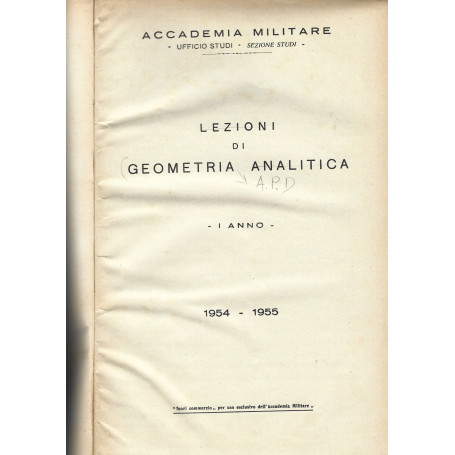 LEZIONI DI GEOMETRIA ANALITICA   I ANNO. 1954-1955