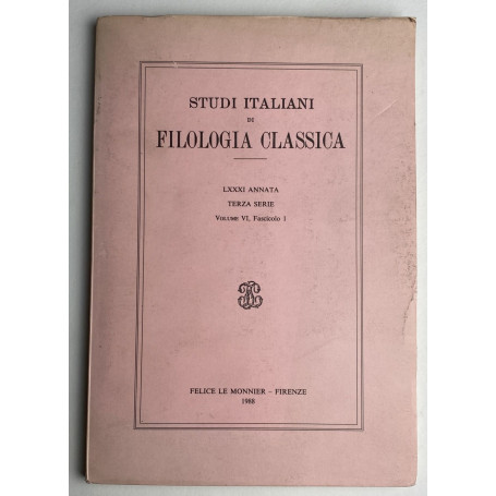 Studi italiani di filologia classica Vol. 6