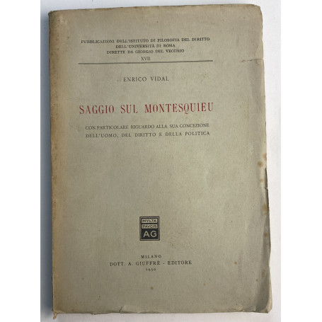 Saggio sul Montesquieu. Con particolare riguardo alla sua concezione dell'uomo  del diritto e della politica