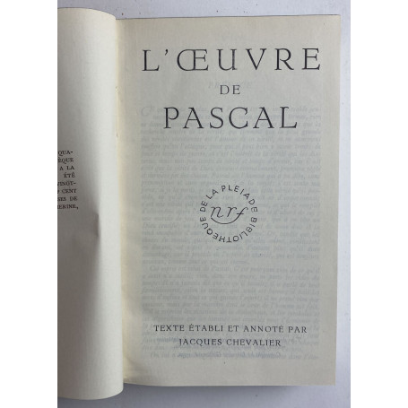 L' oeuvre de Pascal
