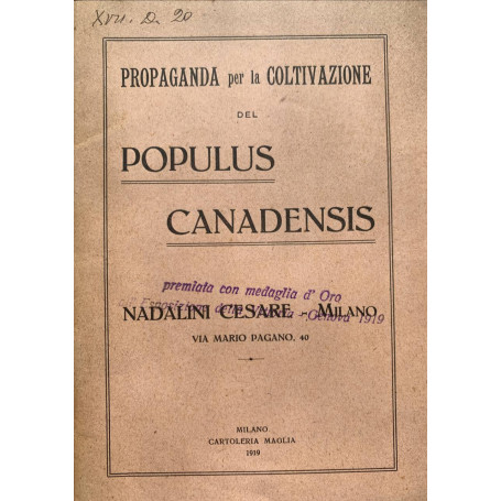 Propaganda per la coltivazione del Populus Canadensis