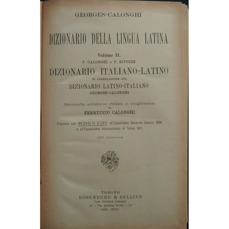  Dizionario Italiano - Latino. In correlazione