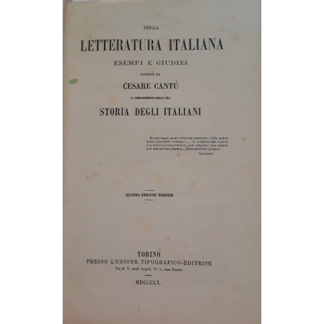 Letteratura italiana esempj e giudizj