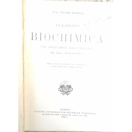 Elementi di biochimica con applicazioni alla patologia ed alla diagnostica