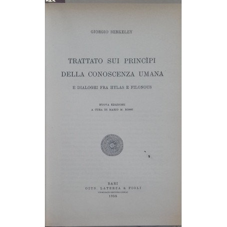 Trattato sui principi della conoscenza umana e dialoghi fra Hylas e Filonous