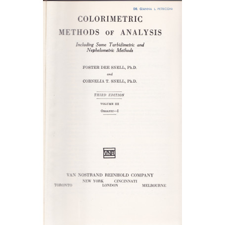 Colorimetric Methods of Analysis. III. Organic. I
