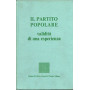 Il partito popolare. Validità  di una esperienza