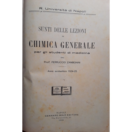 Sunti delle lezioni di chimica generale per gli studenti di medicina