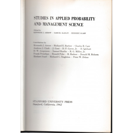 Studies in applied probability and management science