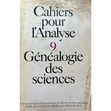 Cahiers pour l'analyse 9 Genealogie des sciences