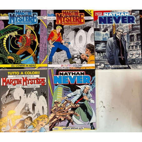 Lotto 5 fumetti Nathan Never e Martin Mystere (titoli e numeri in descrizione).