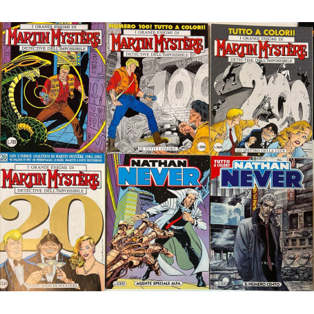 Lotto 6 fumetti vari Nathan Never e Martin Mystere (titoli e numeri in descrizione).