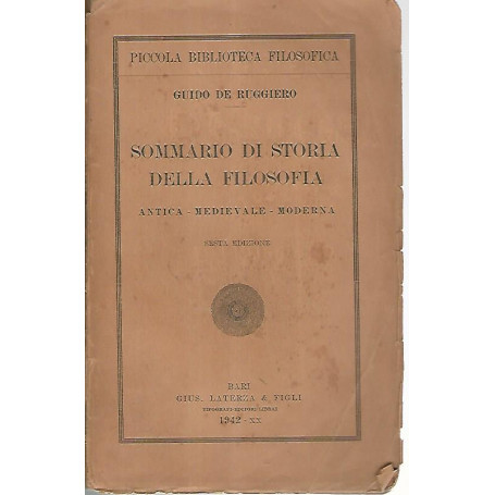 Sommario di storia della filosofia antica - medievale - moderna