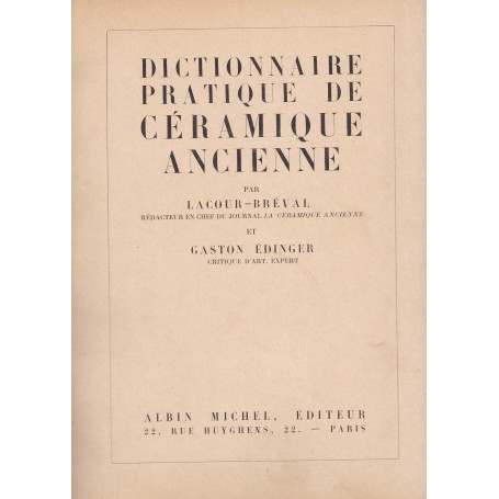 Dictionnaire pratique de céramique ancienne