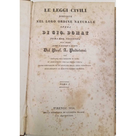Le leggi civili disposte nel loro ordine naturale (tomo I)