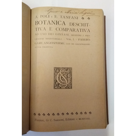 Botanica descrittiva e comparativa. Ad uso dei Ginnasi. Volume I.
