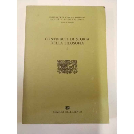Contributi di storia della filosofia. I.