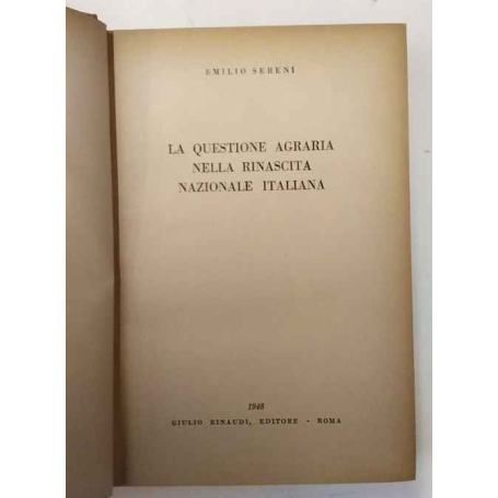 La questione agraria nella rinascita nazionale italiana