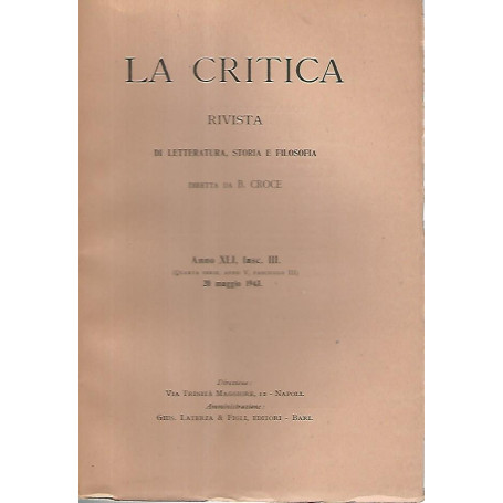 La critica rivista di letteratura