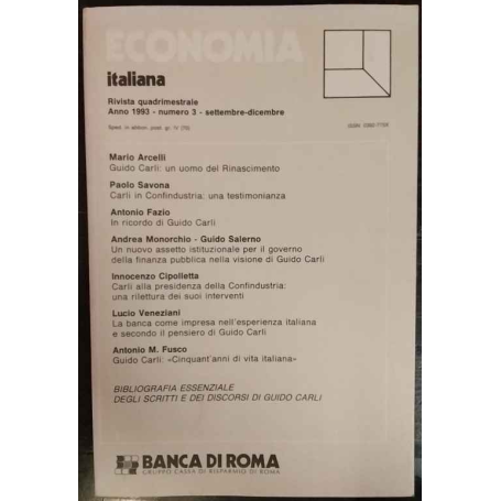 Economia italiana 1993 n.3 settembre/dicembre.