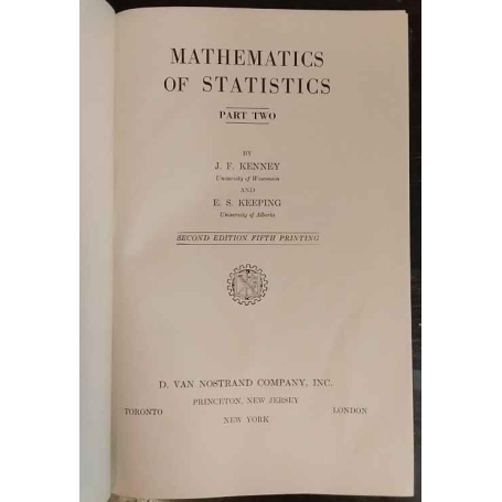 Mathematics of statistics. 2 Vol.