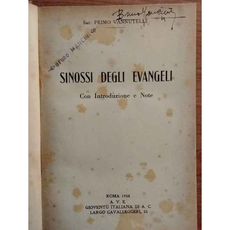 Sinossi degli Evangeli. Con introduzione e Note.