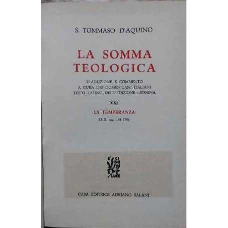 La somma teologica. Volume XXI. La temperanza.