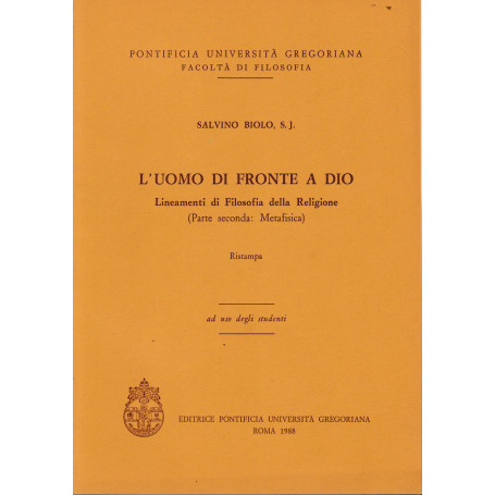 L'uomo di fronte a Dio. Lineamenti di Filosofia della Religione