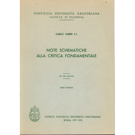 Note sistematiche alla critica fondamentale