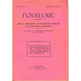 Folklore. Rivista trimestrale di tradizioni popolari. Anno XVI - N. 3 Lugl. - Sett. 1932