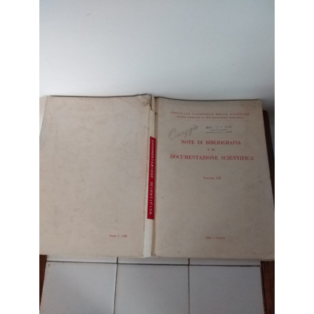 Note di bibliografia e di documentazione scientifica Volume VII
