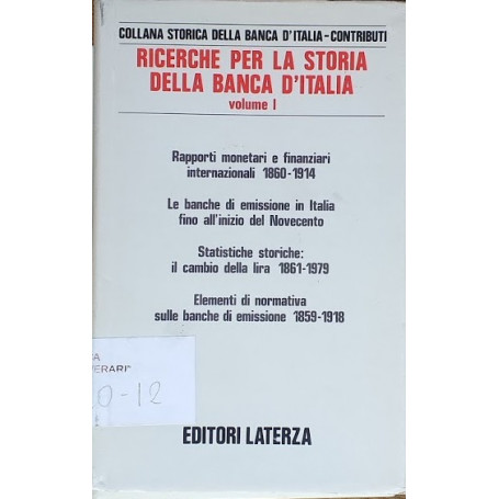 Ricerche per la storia della Banca d'Italia