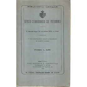 Imposta straordinaria sul patrimonio. Decreto legge 24 novembre 1919