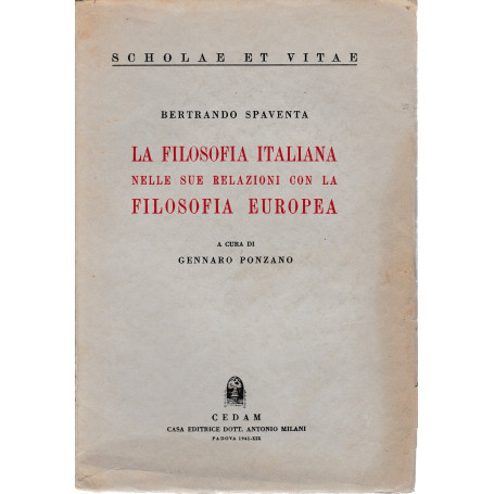 La filosofia italiana nelle sue relazioni con la filosofia europea