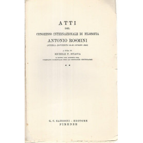 Atti del congresso internazionale di filosofia Antonio Rosmini