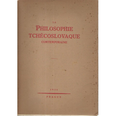 La philosophie tchecoslovaque contemporaine