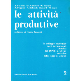 Le attività produttive. Lo sviluppo economico negli adempimenti previsti dal D.P.R. n. 616/77 attuativo della legge n. 382/75