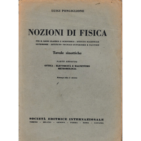 Nozioni di Fisica. Tavole sinottiche