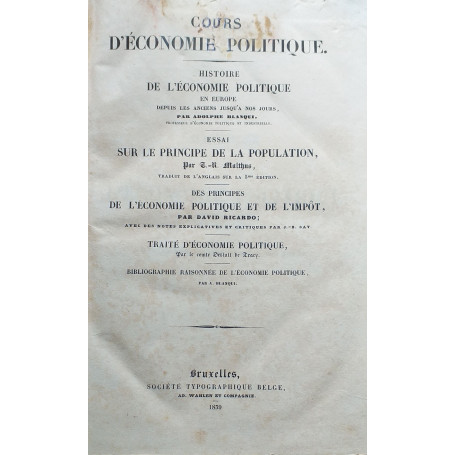 Cours d'Economie Politique.