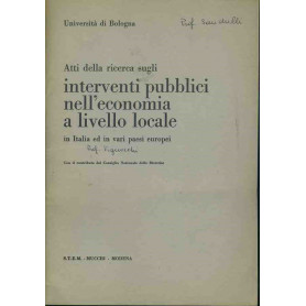 Atti della ricerca sugli interventi pubblici nell'economia a livello locale. Estratto