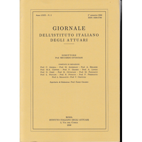 Giornale dell'Istituto Italiano degli Attuari. Anno LXIII - n. 2